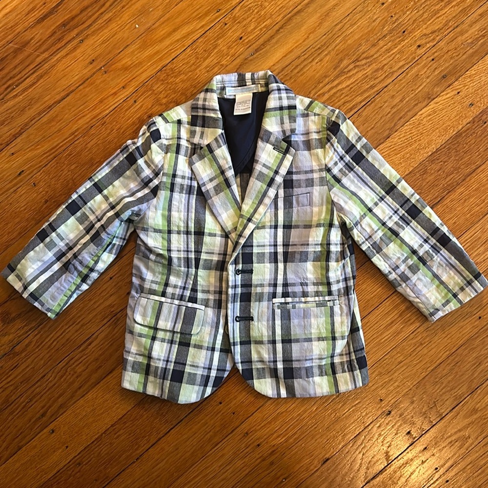 Janie and Jack 12-18m seersucker plaid blazer